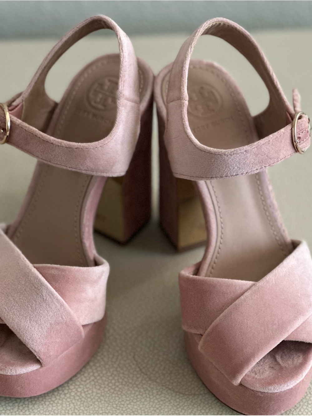 Tory Burch Dusty Rose Suede Platform Sandals